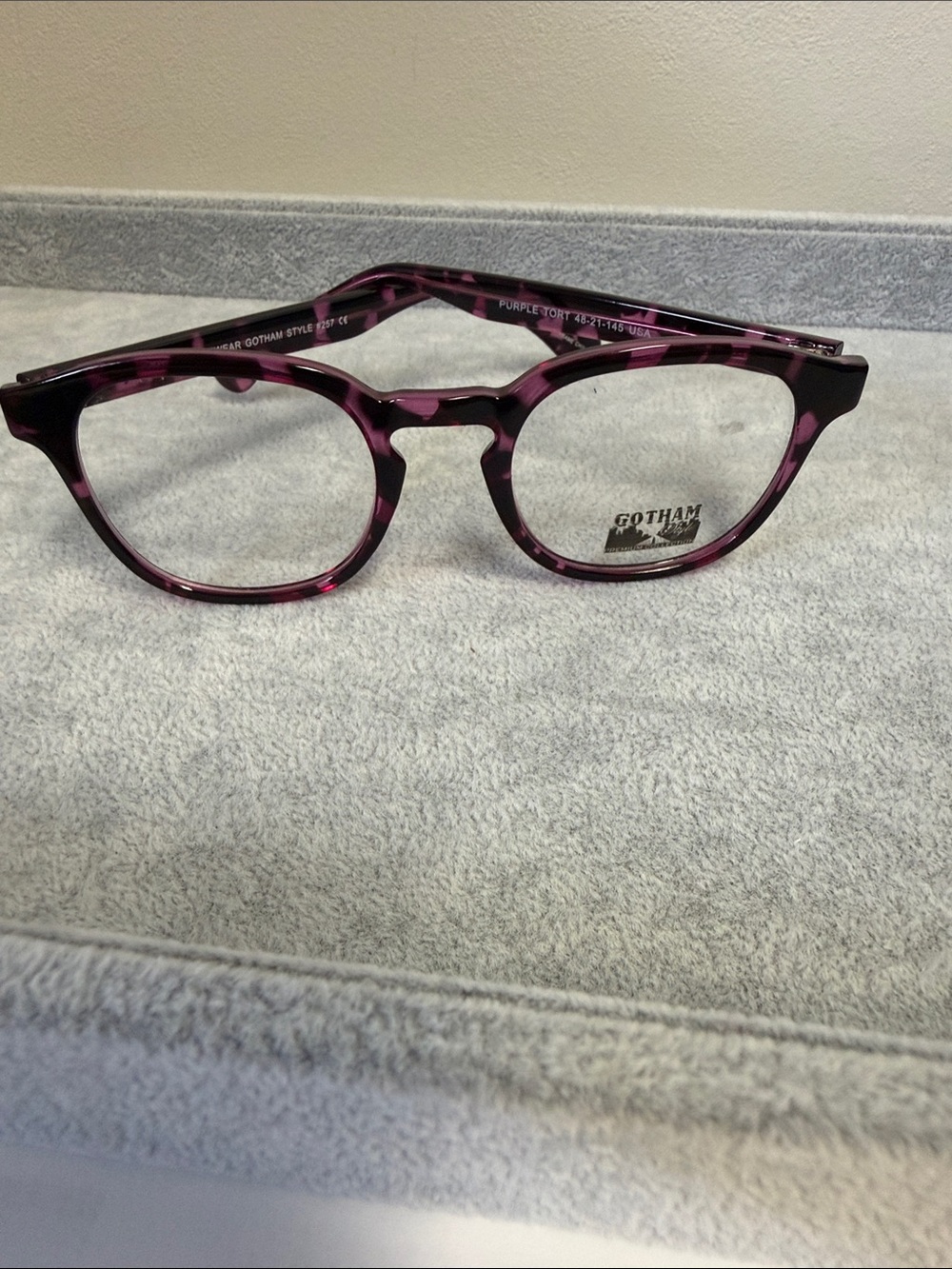 NWOT Smilen Eyewear Style 257 Gothic Purple Tortoise Round Eyeglasses Eyesize 48